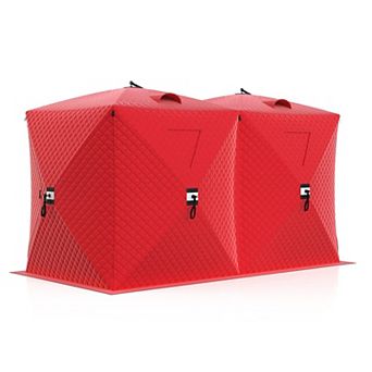 Insulated Pop-Up Ice Fishing Tent Shelter with Stove Jack, Windproof Oxford, Quick Setup, 3-8 Person