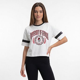Women's Champion White Georgia Bulldogs Striped Ringer T-Shirt