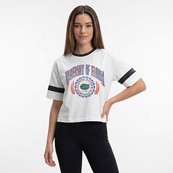 Women's Champion White Florida Gators Striped Ringer T-Shirt