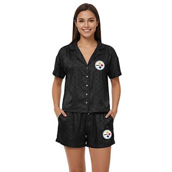 Women's Concepts Sport Black Pittsburgh Steelers Wink Dot Satin Jacquard Sleep Set