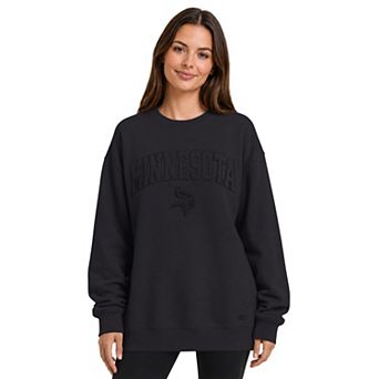 Women's Starter Black Minnesota Vikings Athleisure Oversized Fleece Sweatshirt