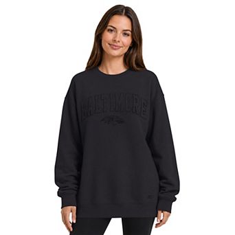 Women's Starter Black Baltimore Ravens Athleisure Oversized Fleece Sweatshirt