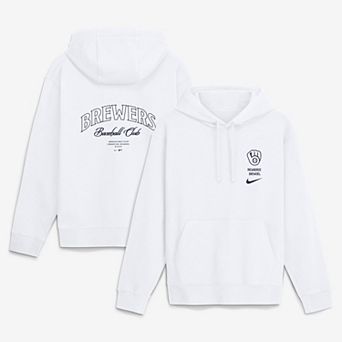 Men's Nike White Milwaukee Brewers Minimal Club Fleece Hoodie