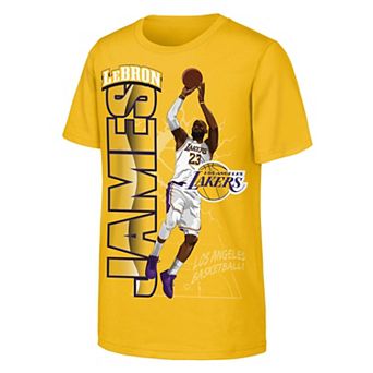 Youth Outerstuff LeBron James Gold Los Angeles Lakers Height T-Shirt