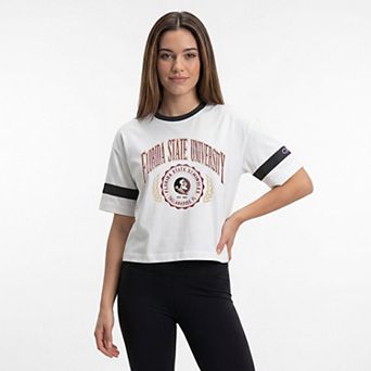 Women's Champion White Florida State Seminoles Striped Ringer T-Shirt