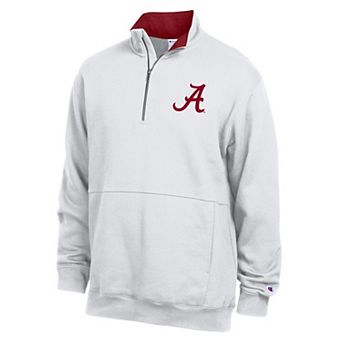 Men's Champion White Alabama Crimson Tide Fleece Quarter-Zip Pullover