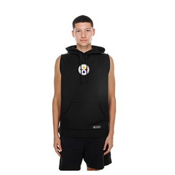 Men's New Era Black Pittsburgh Steelers Combine Sleeveless Hoodie