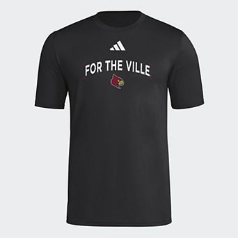 Men's adidas Black Louisville Cardinals Locker Slogan Football Pre-Game T-Shirt