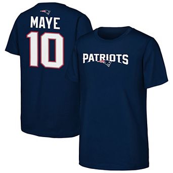 Youth Outerstuff Drake Maye Navy New England Patriots Name & Number T-Shirt