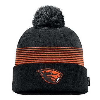 Men's Nike Black Oregon State Beavers 2026 On-Field Peak Cuffed Knit Hat with Pom