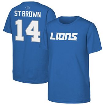 Youth Outerstuff Amon-Ra St. Brown Blue Detroit Lions Name & Number T-Shirt