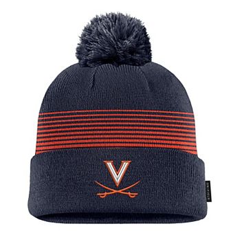 Men's Nike Navy Virginia Cavaliers 2026 On-Field Peak Cuffed Knit Hat with Pom