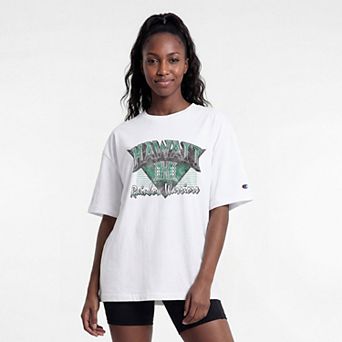 Women's Champion White Hawaii Rainbow Warriors Retro Oversized T-Shirt