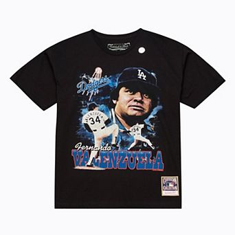 Men's Mitchell & Ness Fernando Valenzuela Black Los Angeles Dodgers Cooperstown Collection Big & Tall Legendary Collage Player Graphic T-Shirt