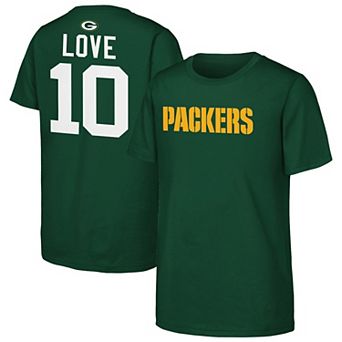 Youth Outerstuff Jordan Love Green Green Bay Packers Name & Number T-Shirt