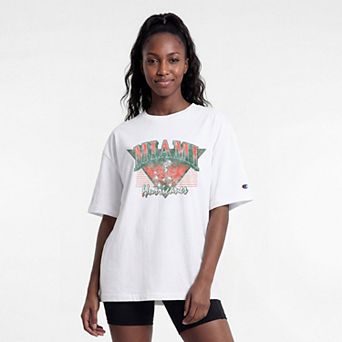 Women's Champion White Miami Hurricanes Retro Oversized T-Shirt