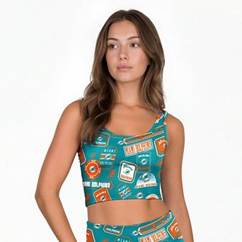 Women's Concepts Sport Aqua Miami Dolphins Grady Allover Print Bralette