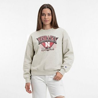 Women's Champion Oatmeal Nebraska Huskers All-Star Weave Sweatshirt