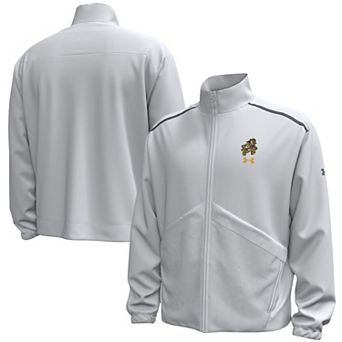 Men's Under Armour #1 Gray Notre Dame Fighting Irish Irish Wear Green Unstoppable Woven Full-Zip Jacket