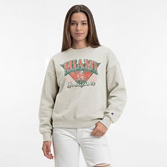 Women's Champion Oatmeal Miami Hurricanes All-Star Weave Sweatshirt