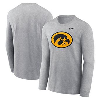 Men's Nike Heather Gray Iowa Hawkeyes Alternate Logo Long Sleeve T-Shirt