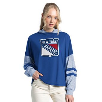 Women's Starter Royal New York Rangers Fuel Up Long Sleeve Hooded T-Shirt