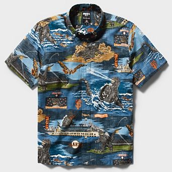 Men's Reyn Spooner Blue San Francisco Giants Godzilla Button-Down Shirt