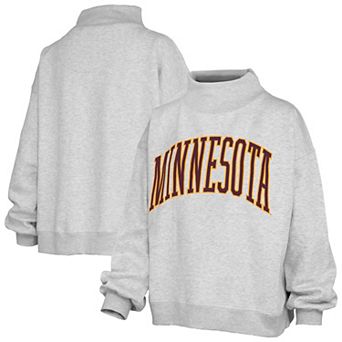 Women's Pressbox Gray Minnesota Golden Gophers Oversized Nelson Mock Neck Sweatshirt