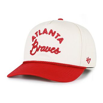 Men's '47 Natural/Red Atlanta Braves Rope Script Hitch Adjustable Hat