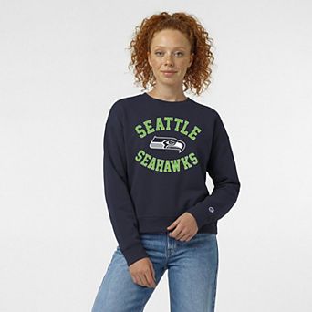 Women's Champion College Navy Seattle Seahawks Heart & Soul Powerblend Sweatshirt