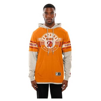 Men's New Era Orange Tampa Bay Buccaneers Twofer Layered Long Sleeve Hooded T-Shirt