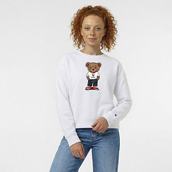 Women's Champion White Virginia Cavaliers Teddy Bear Fleece Sweatshirt