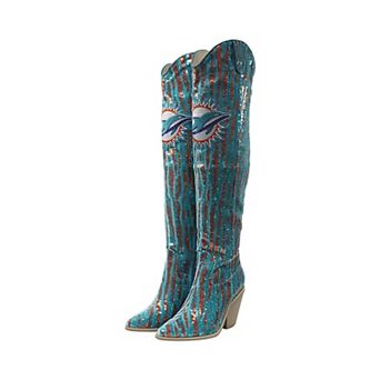 Cuce Miami Dolphins Over-the-Knee Two-Tone Sequin Boots