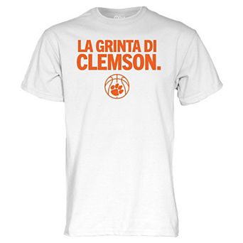 Unisex Blue 84 White Clemson Tigers Basketball in Italy T-Shirt