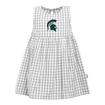 Girls Infant Garb Gray Michigan State Spartans Loren Gingham Dress
