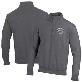 Men's Champion Heather Gray Seattle Seahawks Powerblend Quarter-Zip Pullover