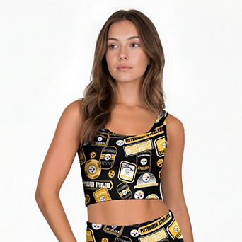 Women's Concepts Sport Black Pittsburgh Steelers Grady Allover Print Bralette