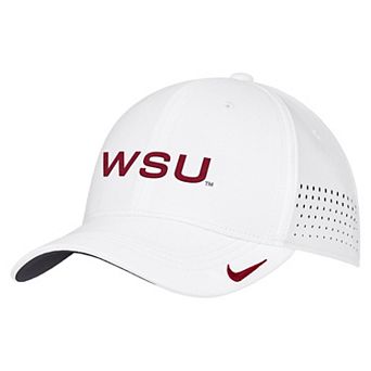 Men's Nike White Washington State Cougars 2026 On-Field AeroBill SwooshFlex Dri-FIT Hat