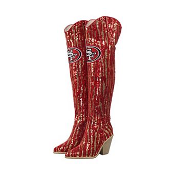 Cuce San Francisco 49ers Over-the-Knee Two-Tone Sequin Boots