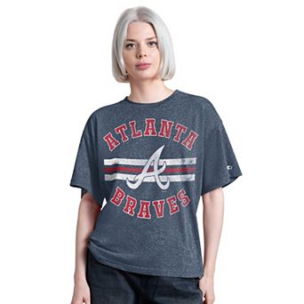 Women's Starter Navy Atlanta Braves Jump Shot Boyfriend Tri-Blend T-Shirt