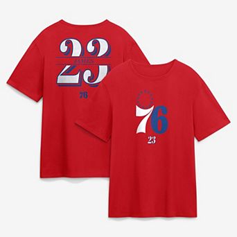 Men's Fanatics LeBron James Red Philadelphia 76ers In The Paint Name & Number T-Shirt