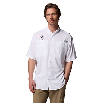 Men's Columbia White Georgia Bulldogs Tamiami Omni-Shade Button-Down Shirt