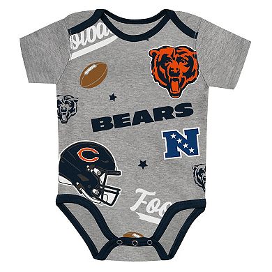 Newborn Outerstuff Chicago Bears First Round Pick Three-Piece Creeper Set