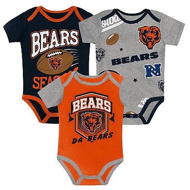 Newborn Outerstuff Chicago Bears First Round Pick Three-Piece Creeper Set