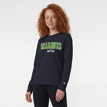 Women's Champion College Navy Seattle Seahawks Core Logo Long Sleeve T-Shirt