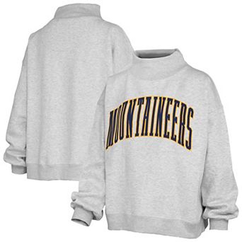 Women's Pressbox Gray West Virginia Mountaineers Oversized Nelson Mock Neck Sweatshirt