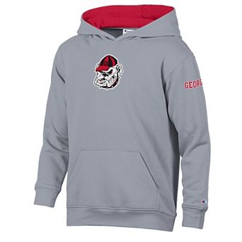 Youth Champion Heather Gray/Red Georgia Bulldogs Volume Fleece Hoodie