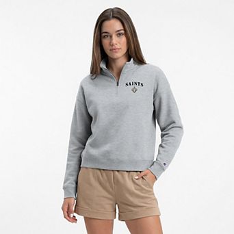 Women's Champion Heather Gray New Orleans Saints Powerblend Quarter-Zip Sweatshirt