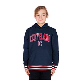 Youth New Era Navy Cleveland Guardians Knit Trim Pullover Hoodie