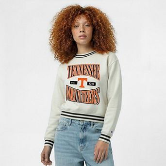 Women's Champion White Tennessee Volunteers Yarn Dye Rib Reverse Weave Crew Sweatshirt